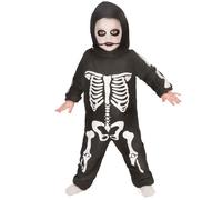 DEGUISE TOI - Déguisement complet squelette garçon - Combinaison - Cagoule - XXS 1-2 ans (80-92 cm) - Noir - Déguisements enfants - 100% Polyester - Lavage à la main - Halloween