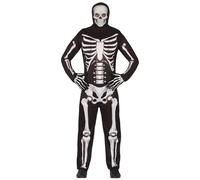 Squelette Halloween Costume à capuche Costume effrayant Costume complet Mystique Effrayant Habillage d'horreur Classique Tenue de fête, Taille : 52 - 54 (L) Couleur : Noir