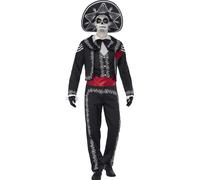 Déguisement Squelette Mexicain Homme Dia De Los Muertos - Taille: Xl Noir