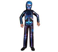 Déguisement Squelette Néon En Tissu Recyclé Enfant - Taille: 4 - 6 Ans (110 Cm) Noir