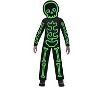 amscan 9907098 - Déguisement squelette phosphorescent et masque pour enfants de 4 à 6 ans