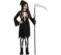 déguisement squelette robe macabre à capuche fille - 5/6 ans - noir - guirca 78200 Noir G