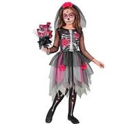 W WIDMANN MILANO Party Fashion - Costume enfant squelette fleuri, robe avec serre-tête, déguisement Dia de los Muertos, Halloween