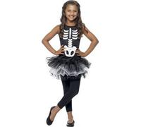 Déguisement Squelette Tutu Noir Fille Halloween, Taille 7 À 9 Ans Noir