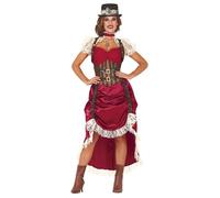 FIESTAS GUIRCA | Costume Steampunk Femme (36-38/S) - Robe - Costumes Rétro et Victorien pour Halloween, Carnaval et Fêtes Costumées - Idéal pour Adultes - Grenat et Marron