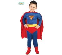 Déguisement Super Hero 5/6 Ans - FIESTAS GUIRCA - Combinaison, cape, ceinture - Bleu - Polyester - Intérieur