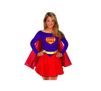 Déguisement Super Nana - Costume Enfant - Jupe tunique, ceinture, masque, cape - Blanc