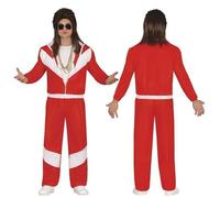 FIESTAS GUIRCA Déguisement survêtement rouge et blanc pour homme - Costume des années 90 - Costume de jogging des années 80 pour homme Taille M 48-50