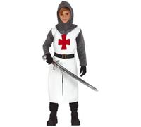 Fiestas Guirca - Costume de Templiers enfant - Capuche, tunique, ceinture et pantalon - 7-9 ans