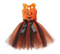 Déguisement Tenue d'halloween Bébé Fille Robe Tutu Tulle Imprimé Citrouille Costume Halloween à Manches Longues Enfant Fillette Noel Halloween 1pc