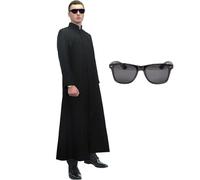 Déguisement The One pour adultes - Costume de héros de science-fiction parfait pour Halloween - Veste longue et lunettes de soleil - Taille XL