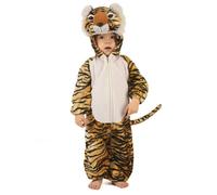 Déguisement tigre enfant réaliste - 3-4 ans - Motif tigre avec rayures noires et ventre beige uni