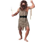 Fiestas Guirca - Costume Homme des cavernes - Robe, bandeau et ceinture - Marron Taille M 48-50