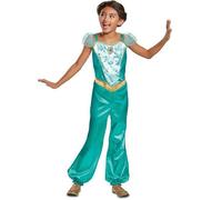 Disney Officiel Classique Déguisement Jasmine Fille Aladdin, Déguisement Halloween Fille en taille S