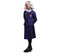 Chaks Costume de Mercredi Enid pour enfant - Uniforme scolaire noir violet - Famille Addams 140