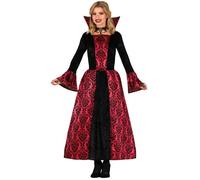 Vampire Halloween Robe Gothique Reine Rouge Noir Costume élégant Vêtements de théâtre, Taille : 42 - 44 (L) Couleur : Rouge