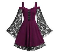 Déguisement Vampire Cosplay Chic Sorcier Cape Adultes Soiree Sorciere Costume Halloween Adulte Demon Adulte Vetement Malefique Elegant Deguisement Robe Medievale Femme XXL