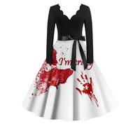 Deguisement Vampire Couple Robe Pirate Sang Costume Famille Sorcière Princesse Diablesse Déguisement Halloween Femme Diable Déguisement Fille Halloween Teint S