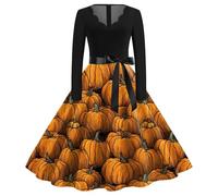 Deguisement Vampire Femme, Robe Médiévale Femme, Costumes Halloween Fête Décontracté Cosplay Déguisement Chic Et Élégant Manches Longues Confortable Robes De Bal Imprimée Grande Taille