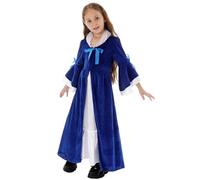 Deguisement Vampire Femme-Robe médiévale pour Filles-Robe Longue française-Costume élégant pour fête d'halloween-Tenue Formelle (Blue-8-10 Years)