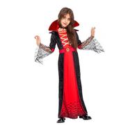 Deguisement Vampire Fille, Robe Gothique Costume Vampire Enfant Médiéval Reine de Vampire Déguisement Halloween avec Collier pour Carnaval Halloween Mardi Gras Fête Dracula Cosplay Party (M)