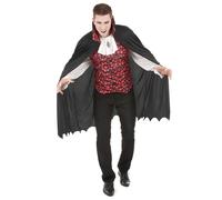 Déguisement vampire gothique Halloween adulte - MisterFiesta - Chemise 2 en 1 - Pantalon noir - Cape noire