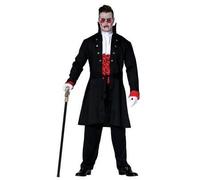 Déguisement Vampire Homme - NO NAME - Chemise Rouge - Veste Noire - Jabot Blanc L