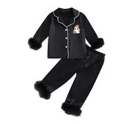 Deguisement Vampire,Pyjama d'halloween pour garçon Chemise boutonnée à Manches Longues vêtements de Nuit Confortables pour la Maison (Black, 2-3 Years)