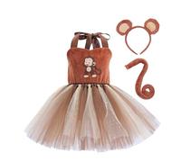 Deguisement Vampire,Robe Tutu personnalisée pour Filles, Tenue d'halloween en Maille avec Queue de Couvre-Chef, Ensembles de Performance 3 pièces (Brown, 18-24 Months)