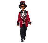 Déguisement Vampire Satinée Enfant - Taille: 10 - 12 Ans (146 Cm) Rouge
