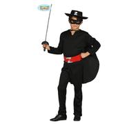 FiestasGuirca|Costume enfant Bandit 5-6 ans|Masque/chemise/cape/ceinture/pantalon/chapeau|Noir