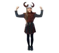 Déguisement Viking Fille - PTIT CLOWN - Costume Historique Enfant - Anniversaire, Carnaval, Halloween, Cosplay, Spectacle - Marron 10-12 ans