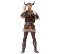 Fiestas Guirca - Costume de Viking Adulte - Tunique, cornes, ceinture - Homme M 48-50 - Marron/Gris
