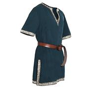 Déguisement viking médiéval pour homme, tunique à manches courtes, chemise viking pour guerre, déguisement pour carnaval, chevalier, guerrier, t-shirts Renaissance, tunique médiévale, haut KBOPLEQMQ