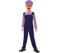 Déguisement Waluigi plombier enfant - EUROCARNAVALES, SA - Noir - Mario - Pour carnaval et soirées à thème 7 ans