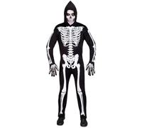 Widmann Costume squelette, combinaison à capuche fluo, brille sous la lumière UV – Halloween