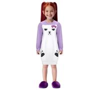 Déguisement Zoey Filles Cosplay Démon Chasseur Blanc Performance Show Uniforme Top et Jupe Set 2 Pièces pour Carnaval Halloween Party Anniversaire Masquerade Costume, 4-15 Ans