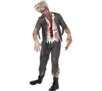 Smiffys Costume écolier zombie horreur High School, Gris, avec veste, chemise attachée, cravateet pantalon Halloween
