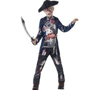 Déguisement Zombie Pirate Garçon Halloween, Taille 10 À 12 Ans Bleu