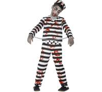 Smiffy's Costume Condamné Zombie – haut, pantalon, chapeau et revers poignets – Noir/Blanc – T