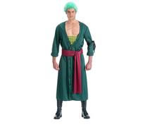 Chaks Déguisement Zoro One Piece Homme – ensemble 2 pièces (manteau, ceinture) – S Vert