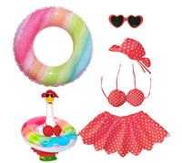 Déguisements pour oies de jardin - Pelouse Oie Statues Vêtements - Bikini Anneau de natation Lunettes de soleil Chapeau Statue Tropicale Accessoires Jardin Décoration Pelouse Art pour 58 cm Extérieur