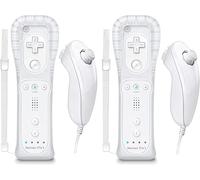 Degulan Motion Plus Télécommande Wii et Nunchuck, manettes sans fil compatibles avec Wii/Wii U avec coque en silicone et dragonne (blanc)