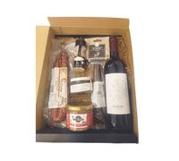 DEGUSTA TERUEL Lot de Noël Gourmet Cadeau Fuet de Cerf, Billes de Canard, Sel aux Champignons et Vin Rouge Jeune - Lots Gourmet