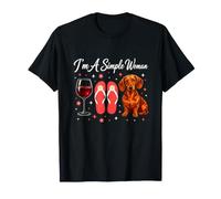 Dégustation de vin Estivale de I'm A Simple Woman Teckel Mom T-Shirt