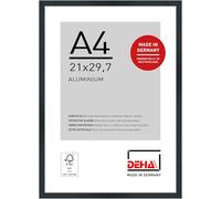 DEHA Design cadre photo, 21 x 29,7 cm (A4), aluminium, Noir mat, cadre documentpour accrocherau format paysage et portrait, verre synthétique, Tribeca