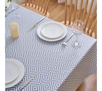 Dehaus® Nappe Carrée Anti Tache Grise en PVC, Nappe de Table, Nappe Plastique, Petite Toile Cirée, Couverture de Table en Vinyle 140 cm x 140 cm (Motif Moderne Géométrique Imprimé Gris)