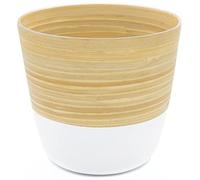 Dehaus® Pot de Fleur en Bambou Fait Main Élégant, Pots de Fleurs Interieur, Cache Pot Plante Interieur, Jardiniere, Pot Plante, Porte Plante, Pot Fleur, Moyen Cache-Pots 17 cm D x 16 cm H (Blanc)