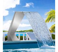 DEHIWI Cascade Piscine Fontaine Courbée,Fontaine De Piscine en Acier Inoxydable Cascade Bassin Fontaine Bassin Exterieur,pour Piscine Creusée/Hors Sol,Étang,Patio,Type1-80cm*50cm