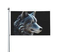 DEHIWI Drapeau de jardin double face loup de 0,9 x 1,5 m, gris